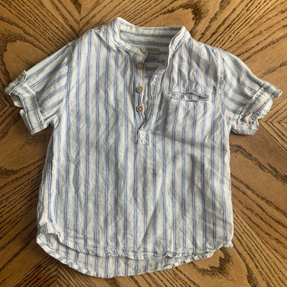 Zara boys linen shirt 2-3yrs white with blue stripes - Picture 1 of 1